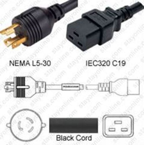 Netzkabel USA NEMA L5-30 -> C19, 12AWG, SJT, 20A/125V, 450cm