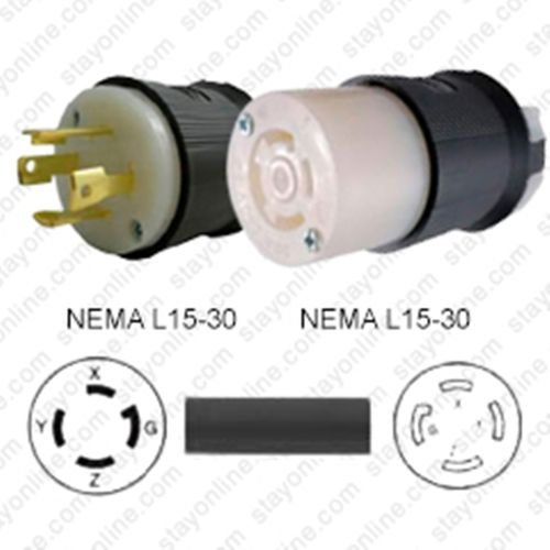Kabel NEMA L15-30 Stecker zu L15-30 Buchse 3.0m  30A/250V 8/4 SOOW Black