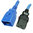 W-Lock Hybrid Netzkabel C19 zu C20 blau 0,9m 16A/250V H05VV-F3G1.5 & 15/3 SJT